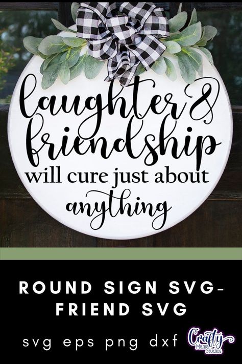 Farmhouse Home Round Sign Svg, Laughter And Friendship Wood Round Crafts, Halloween Signs Wooden, Wooden Halloween Signs, Round Wood Signs, Halloween Signs Diy, Wood Signs Diy, Farmhouse Signs Diy, Welcome Words, Farmhouse Christmas Decor Ideas