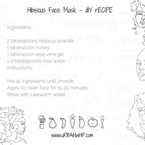 🌺 Brighten your complexion with our DIY Hibiscus Face Mask! 🌺 This natural mask hydrates and reduces the appearance of fine lines. ✨ Ingredients: 2 tablespoons hibiscus powder 1 tablespoon honey 1 tablespoon aloe vera gel 1-2 tablespoons rose water Instructions: Mix all ingredients until smooth. Apply to clean face for 15-20 minutes. Rinse with lukewarm water. Achieve glowing skin with this rejuvenating mask! 🌿 #DIYBeauty #NaturalSkincare #FaceMask #HibiscusMask #HealthySkin #UrbanWhipBea... Hibiscus Face Mask, Hibiscus Powder, Natural Mask, Skin Mask, Hydrating Mask, Clean Face, Aloe Vera Gel, Rose Water, Diy Beauty