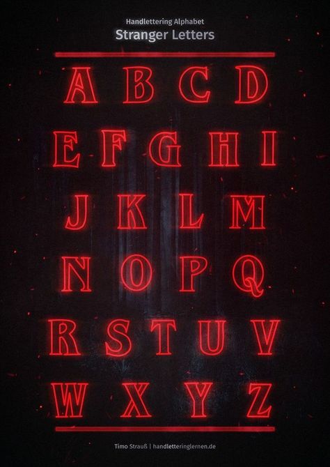 Stranger Things Font, Handlettering Alphabet, Stranger Things Alphabet, Letras Cool, Stranger Things Poster, Alfabet Letters, Stranger Things Art, Hand Lettering Alphabet, Lettering Alphabet Fonts