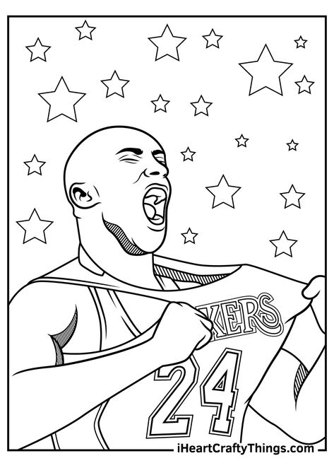 Kobe Bryant Kids, Sports Coloring Pages, Space Coloring Pages, Kobe Bryant Pictures, Free Adult Coloring Pages, Coloring Pages For Boys, Easy Coloring Pages, Air Brush Painting, Coloring Pages To Print