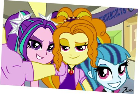 Dazzfie-DAZZlings selFIE or sellings. Trio Costumes, Trio Halloween Costumes, My Little Pony Equestria, Anime Group, Friend Cartoon, Baby Horses, Friends Characters, Cute Costumes, Mlp My Little Pony