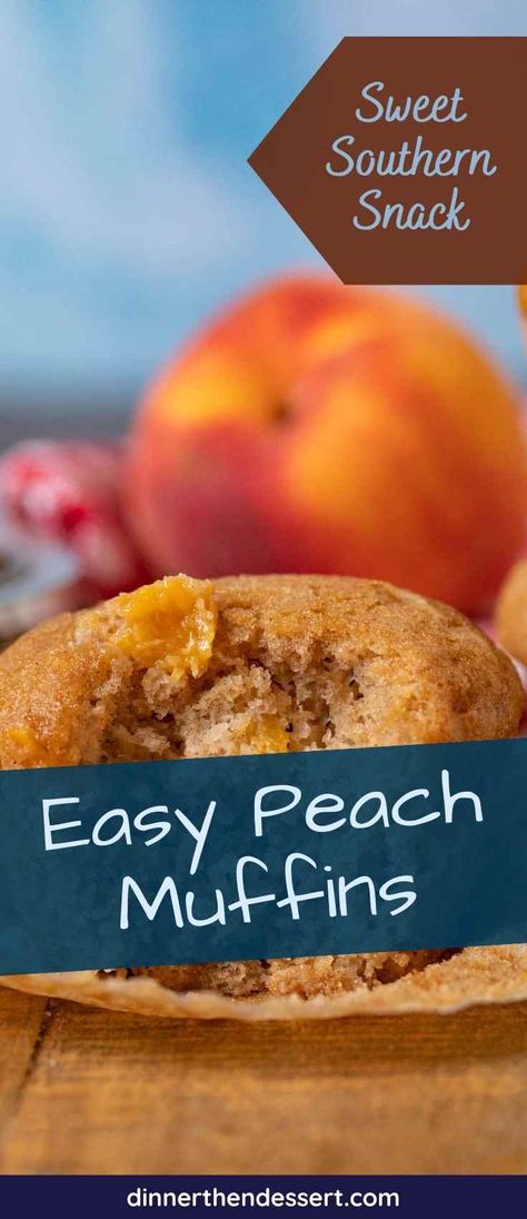 Peach Muffins are a soft, buttery recipe and are perfect for a morning pick-me-up. Made with juicy peaches, brown sugar, and cinnamon! Peach Muffins Easy, Peach Muffins Recipe, Peach Muffin, Peach Muffin Recipes, Buttery Recipes, Peach Cupcakes, Peach Muffins, Dinner Then Dessert, Peach Dessert Recipes