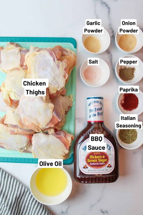 Baked Barbecue Chicken Recipes, Seasoning For Bbq Chicken, Chicken Thigh Bbq Marinade, Bbq Chicken Bone In, Bbq Chicken Oven Recipes, Bbq Chicken Recipes Barbecues, Oven Baked Bbq Chicken Legs Easy, Juicy Baked Chicken Legs In The Oven, Bbq Thighs In Oven