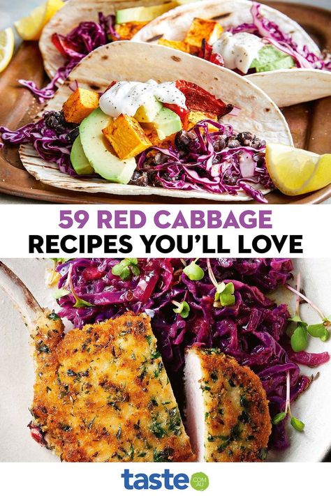 Red Cabbage Benefits, Purple Cabbage Recipes, Cooked Red Cabbage, Stuffed Recipes, Fried Cabbage With Bacon, Cabbage Side Dish, Cabbage Recipes Healthy, Red Cabbage Recipes, Grilled Cabbage