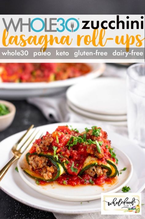 Zucchini Lasagna Roll-ups - WholeFoodFor7 Whole30 Zucchini, Almond Ricotta Recipe, Vegetarian Zucchini Lasagna, Zucchini Lasagna Rolls, Zucchini Rolls, Fresh Ricotta, Mandoline Slicer, Roll Ups Recipes, Lasagna Rollups