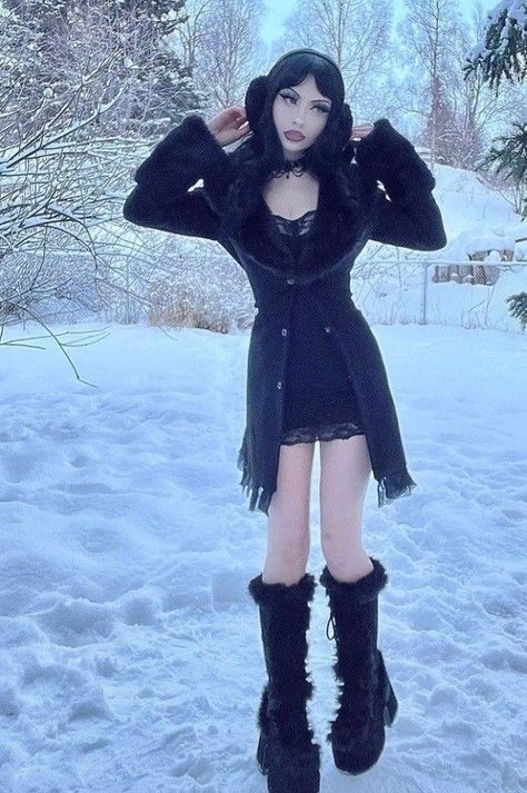 gothic, female, icons, discord, pfp, winter, black outfit, pose, cute Camel 311 Outfit Black, Black Camel 311 Outfit, Demonia Outfit Ideas, Slavic Winter Outfit, Demonia Camel 311 Outfit, Myra Core, Winter Alt Outfits, Demonia Outfit, Goth Outfits Winter