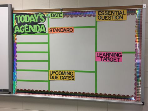 Standards Board Classroom, Class Agenda Board, Teacher Agenda Board, Agenda Classroom Board, Agenda Whiteboard Classroom, High School Whiteboard Organization, Agenda Board Classroom Elementary, High School Agenda Board, Agenda Board Classroom Middle School