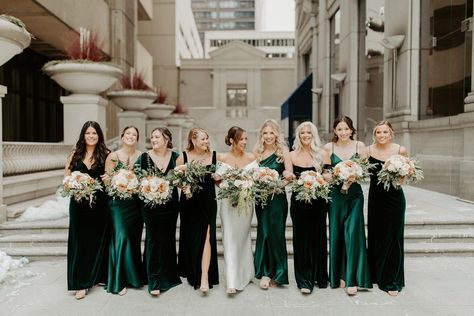 Different Shades Of Dark Green Bridesmaids, Emerald Mismatched Bridesmaids, January Bridesmaids, Emerald Velvet Bridesmaid Dress, Dark Green Satin Bridesmaid Dresses, Classy Wedding Bridesmaid Dresses, Winter Bridesmaid Dresses Mismatched, Green Winter Bridesmaid Dresses, Dark Green Bridesmaid Dresses Mismatched