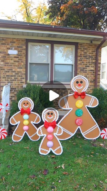 Bargain Bethany, Gingerbread Man Crafts, Outside Christmas Decor, Diy Yard Decor, Ginger Bread House Diy, Outside Christmas Decorations, Gingerbread Diy, Gingerbread Christmas Decor, Gingerbread House Decorations