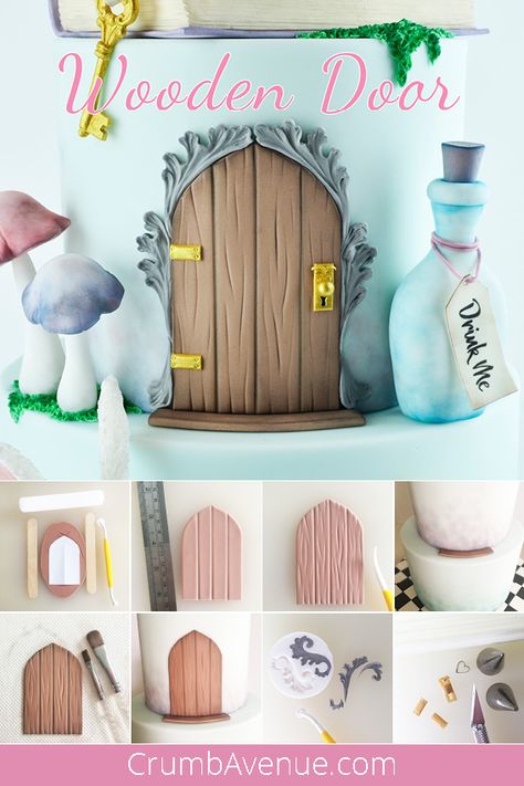 Fondant, gum paste, cake decorating, door, ornament, doors, Alice in Wonderland, door knob, cute, fairy, how to make, step by step, tutorial, pictorial, sugar craft, Crumb Avenue, birthday, theme Fondant Cake Tutorial, Lemon And Coconut Cake, Door Ornament, Alice In Wonderland Cakes, Cake Topper Tutorial, Castle Cake, House Cake, Zucchini Cake, Magic Cake