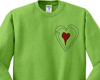 Kiwi Green Crewneck Grinch Heart Ugly Christmas Sweatshirt Sweater Jumper Pullover Grinch Heart Shirt, Grinch Sweater Diy, Diy Grinch Shirt, Grinch Sweater, Heart Crewneck, Grinch Sweatshirt, Grinch Heart, Dr Seuss Activities, Sweater Ideas