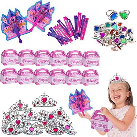 Princess Party Supplies - Party Favors - 72 Pc Set - Tiaras, Princess Fans, Treat Boxes & Princess Rings by Funny Party Hats Princess Rings, Princess Tiaras, Girls Crown, Princess Dress Up, Princess Ring, Princess Tiara, Party Favor Boxes, Party Funny, Princess Crown