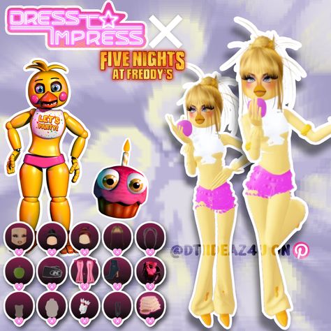 • 🏵️ • - #fyp #dti #dresstoimpress #dress #to #impress #roblox #dtiideas #aesthetic #outfitideas #dresstoimpressideas #idea #board #pin #robloxpin #robloxdti #robloxdresstoimpress Toy Chica Fnaf Dti, Video Game Characters Dti Outfit, Dti Theme Video Game Character, Dti Outfits Ideas Video Game, Dti Game Character, Dti Outfits Ideas Theme Video Game Character, Dress To Impress Roblox Game Spring, Dti Character Fit, Animatronics Dti