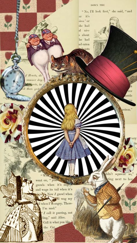 Alice In Wonderland Pictures Art, Alice In Wonderland Aethestic, Clown Wallpaper Aesthetic Cute, Alice In Wonderland Collage Art, Alice In Wonderland Aesthetic Drawing, Alice In Wonderland Sketchbook, Alice In Wonderland Illustration Art, Alice In Wonderland Moodboard, Alice In Wonderland Book Illustrations