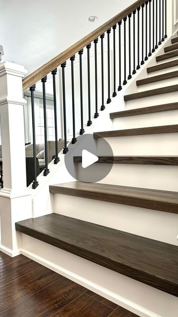 Wood On Stairs, Stairs To The Basement, Stair Baseboard Trim, Revamp Staircase, Stairs Before And After, Stair Steps Ideas, Indoor Steps Ideas Stairs, Wood Steps Indoor, Steps Design Interior Stairs