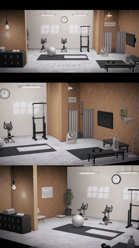 Acnh Indoor Flooring Codes, Acnh Bedroom Ideas Black, Acnh Unique Room Ideas, Acnh Hhp Gym, Animal Crossing Workout Area, Animal Crossing Fireplace, Acnh Minimalist House, Acnh Examination Room, Acnh Gym Room