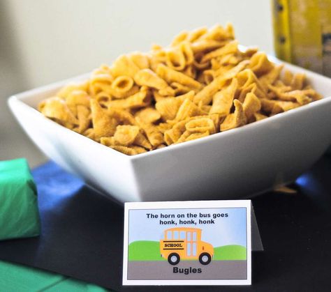 Wheels on the Bus Birthday Party | CatchMyParty.com Wheels On The Bus Food Ideas, Wheels On The Bus Birthday Party Food, The Wheels On The Bus Birthday Party, Wheels On The Bus Birthday Party, Bus Birthday Party Ideas, Bus Birthday Party, School Bus Party, Energy Bus, Bus Party