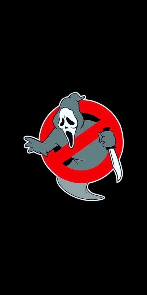 A Wallpaper for Scream fans, Ghostbusters style Ghostface Phone Wallpaper, Ghostbusters Wallpaper Iphone, Ghostbusters Tattoo, Ghostbusters Wallpaper, Scream Wallpapers, Ghostface Wallpaper, Gothic Tattoos, Ghostbusters Logo, Halloween Wallpaper Iphone Backgrounds