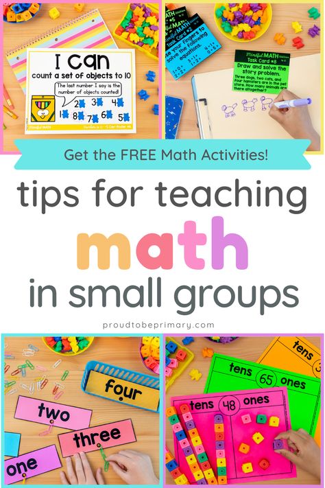 How to Run Math Small Groups Effectively in K-2 Teaching Math First Grade, Hands On Math Centers First Grade, Math Small Groups Second Grade, 2nd Grade Math Manipulatives, 1st Grade Math Small Groups, Math Activities For Second Grade, How To Teach Kindergarten Math, Bridges Intervention Math, Math Small Groups First Grade