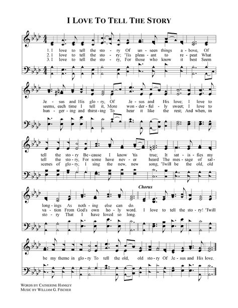 I Love To Tell The Story Hymn, Gospel Song Lyrics, Christian Hymns, Hymns Of Praise, Hymn Sheet Music, Hymn Music, Church Songs, Hymns Lyrics, Praise Music