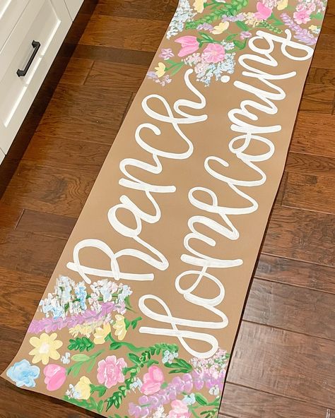 It’s Hoco Szn!!💐✨ Hoco Banner Ideas, Homecoming Banner, 21 Sign, Bday Banner, Painted Banners, Bday Brunch, Cheer Banquet, 20th Bday, Hoco Inspo