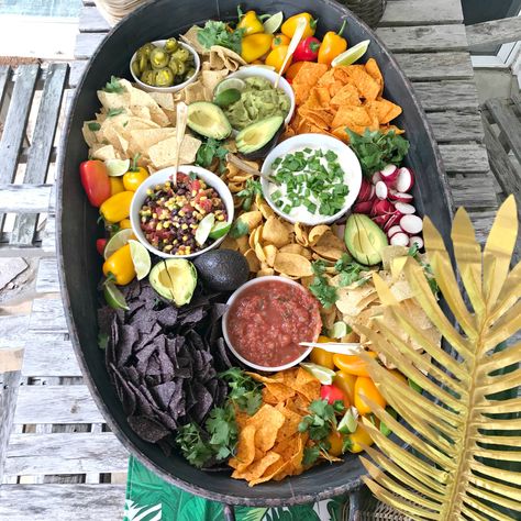 Summer Party Chips + Dip Board — Gathered Living Summer Chip Dip, Dip Board, Mexican Party Food, Mexican Brunch, Corn Bean Salsa, Chips Dip, Graduation Food, Summertime Snacks, Corn Tortilla Chips