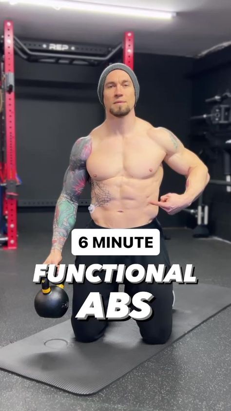 Abs For Men, Functional Core Exercises, Perfect Abs Workout, Core Workout Gym, Functional Core, Full Body Kettlebell Workout, Core Routine, Kettlebell Exercises, Bodybuilding Workouts Routines