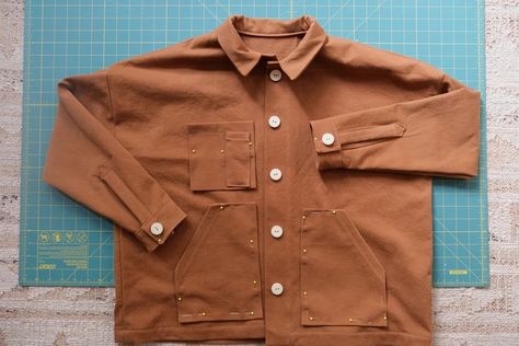 How to Make a DIY Chore Coat: Step-by-Step Guide | Field Mag Chore Jacket Sewing Pattern, Chore Jacket Pattern, Chore Coat Outfit, Chore Coat Pattern, Mens Jacket Pattern, Homemade Canvas, Fabric Shears, Diy Coat, Coat Pattern Sewing