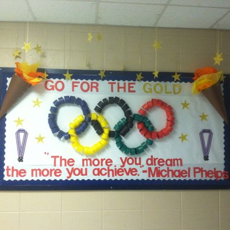 Special Olympics Banner, Go For The Gold Bulletin Board, Summer Olympics Bulletin Board Ideas, Olympic Theme Bulletin Board Ideas, Olympic Bulletin Boards For School, Sports Day Bulletin Board Ideas, Olympic Bulletin Board Ideas, Olympic Bulletin Board, Vbs Olympics