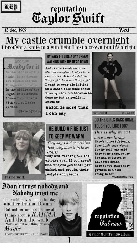 My first ever edit that look a long time Reputation Newspaper Taylor Swift, Taylor Swift Poster Aesthetic Reputation, Taylor Swift Poster Ideas, Reputation Taylor Swift Poster, Taylor Swift Newspaper, Taylor Swift Aesthetic Poster, Reputation Poster, The Last Great American Dynasty, Last Great American Dynasty