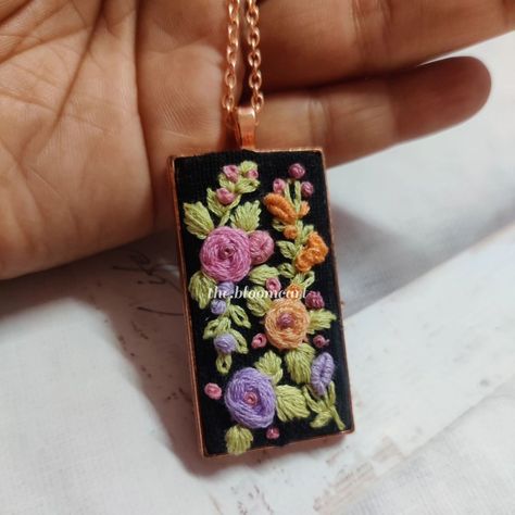 Beautiful hand embroidered pendants Hand Embroidered Pendant, Embroidered Pendant, Pendant With Chain, Beautiful Hand, Pendant Necklaces, Hand Embroidered, Jewelry Crafts, With Love, Jewelry Necklace Pendant