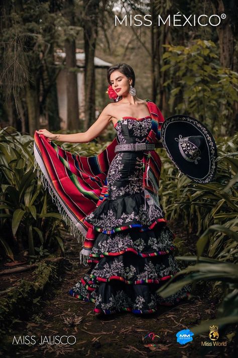 Miss Jalisco, Mariana Macias Mariachi Dress For Women, Fiesta Outfit Mexican Women, Mexico National Costume, Mariachi Dress, Mexican Theme Dresses, Mariachi Outfit, Miss Mexico, Outfit Mexicano, Vestido Charro