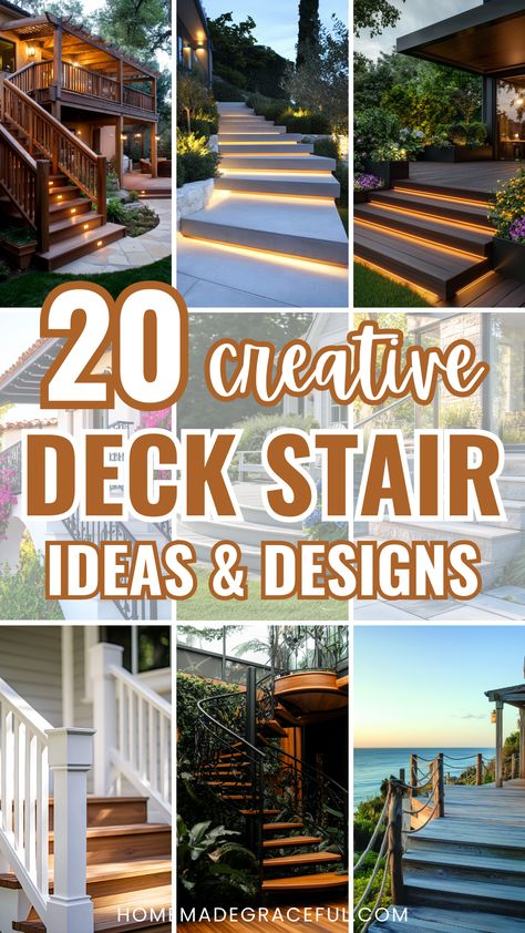 deck stair ideas Deck Landing Ideas Stairs, Backyard Deck Stairs, Decking Stairs Ideas, Front Entry Deck Ideas, Step Down To Patio, Deck Steps With Landing, Deck Landing Ideas, Deck Porch Ideas, Outdoor Steps Ideas