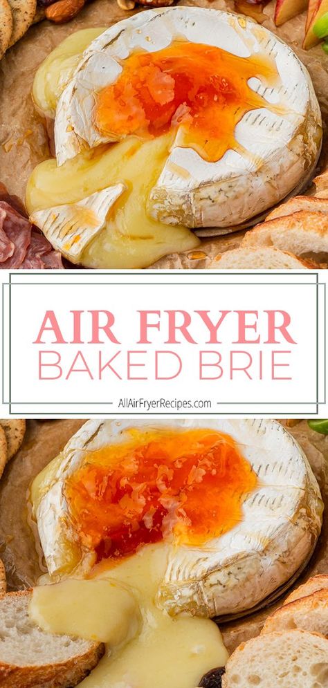 Air Fryer Brie, Air Fryer Appetizers, Baked Brie With Jam, Honey Brie, Baked Brie Cheese, Brie Cheese Recipes, Fried Turkey Recipes, Apricot Preserves, Brie Puff Pastry