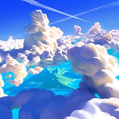 Ocean Clouds, Environment Painting, Cloud Canvas, Cloud Art, Environment Art, Digital Painting Tutorials, Landscape Illustration, 판타지 아트, Environment Design