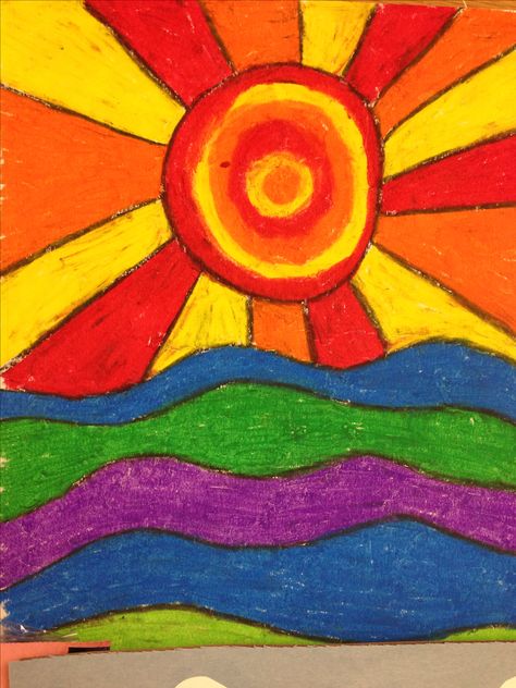 Warm and cool colors 1st grade Warm Cool Color Art Lesson, Ted Harrison, Color Art Lessons, Colorful Art Projects, First Grade Art, Art Project For Kids, Chalk Pastel, 3rd Grade Art, Warm And Cool Colors