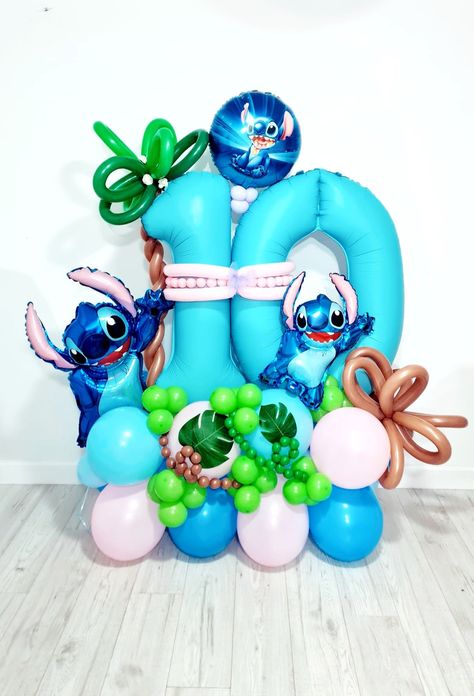 Stitch Balloon Bouquet, Lilo And Stitch Balloon Arch, Stitch Balloon Garland, Stitch Birthday Party Decorations, Stitch Balloons, Stitch Bday, Stitch Party, Balloon Tower, Stitch Birthday