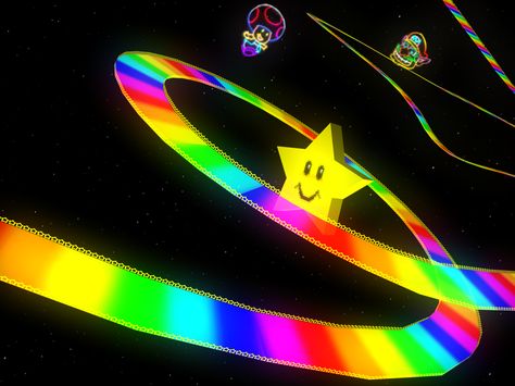 Rainbow Road Rainbow Road Mario Kart, Rainbow Road, Cursed Memes, Broken Dreams, Mario Kart, Aesthetic Colors, 90s Kids, Smiley Face, A Rainbow