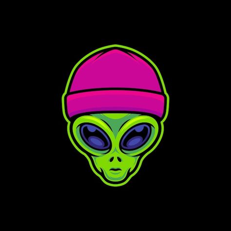 Vector alien wearing beanie hat vector a... | Premium Vector #Freepik #vector #streetwear-logo #cartoon-art #t-shirt-graphic #artwork Alien Cartoon, Cute Alien Design, Alien Illustration, Alien Logo Design, Alien Graphic, Alien Graphic Design, Alien With Headphones, Alien Logo Design Graphics, Alien Vector Art