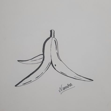 Banana Peel Drawing, Banana Peel, Brush Pen, Pen Drawing, Art Day, I Tattoo, Line Art, Sketch Book, Drawings