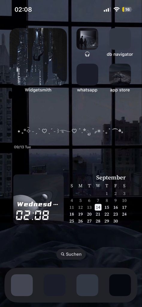 ios 16 ios 15 homescreen aesthetic ideas dark blue black grey futuristic low exposure calendar city lights Iphone Layout Dark Blue, Ipad Lockscreen Aesthetic Dark, Iphone Layout Aesthetic Dark, Ios Homescreen Ideas Dark, Rainy Homescreen Layout, Ios Theme Ideas Dark, Futuristic Phone Theme, Black And Blue Homescreen Layout, Ios 16 Dark Aesthetic