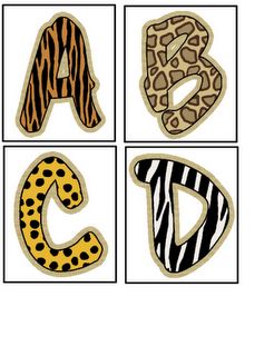 Different letters of the alphabet printed like different animals for each book they read (ex. Title of the book starts with H so they would get a Hyena print H) Animal Print Letters Printable, Jungle Alphabet Letters Free Printable, Jungle Letters, Animal Print Classroom, Safari Theme Classroom, Preschool Jungle, Jungle Classroom, Jungle Theme Classroom, Print Labels