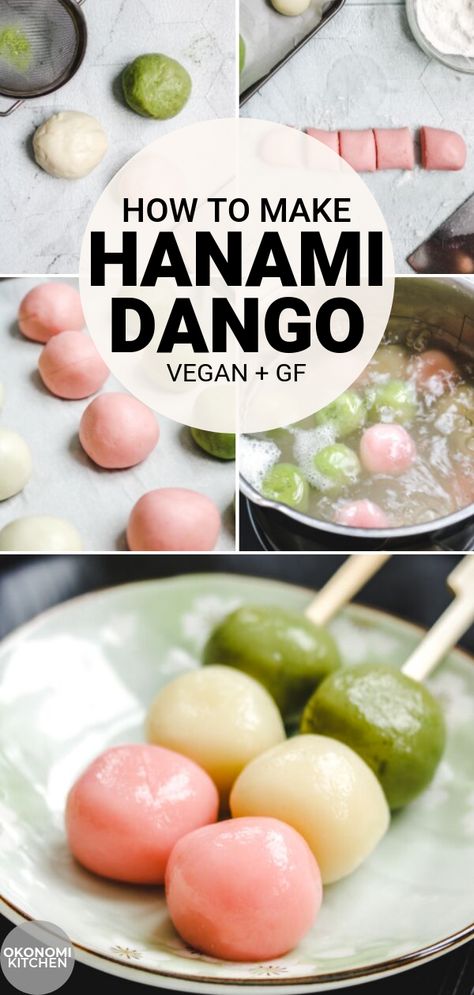 Hanami Dango Recipe, Dango Recipe, Hanami Dango, Japanese Dessert Recipes, Vegan Japanese, Easy Japanese Recipes, Japanese Dessert, Japanese Cooking, Asian Desserts