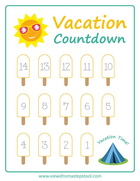 Printable Countdown Calendar, Vacation Calendar, Countdown For Kids, Countdown Calendar Printable, Pregnancy Countdown, Earth Day Coloring Pages, Vacation Countdown, Fun List, Free Calendar Template