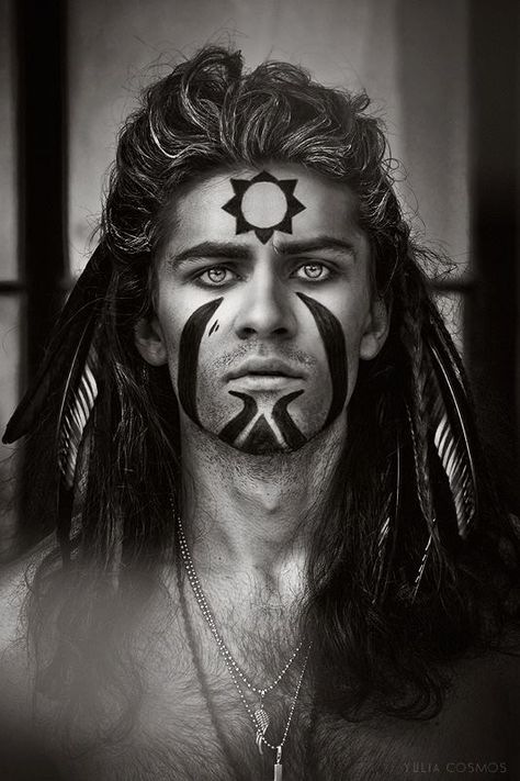 Shaman; this is somewhat how I see Herne-Cernunnos' face when he assumes human… Sacred Masculine, Male Witch, Gods And Goddesses, Face Art, Larp, Body Painting, Face Painting, The Words, Face And Body