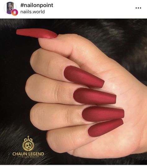 Red Satin Winter Nails Matte, Pretty Winter Nails, Long Nail Art Designs, Red Matte Nails, Simple Spring Nails, Long Nail Art, Sunflower Nails, Nails Matte, Red Acrylic Nails