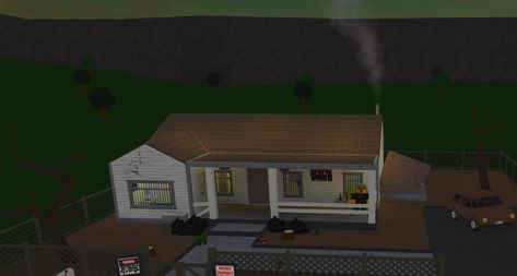 Bloxburg Bunker Layout, Trailer Home Bloxburg, Messy Bloxburg House, Abandoned House Bloxburg, Bloxburg Trailer House, Bloxburg Reference, Blocksburg Ideas, Layout House, Blocksburg Room Ideas￼