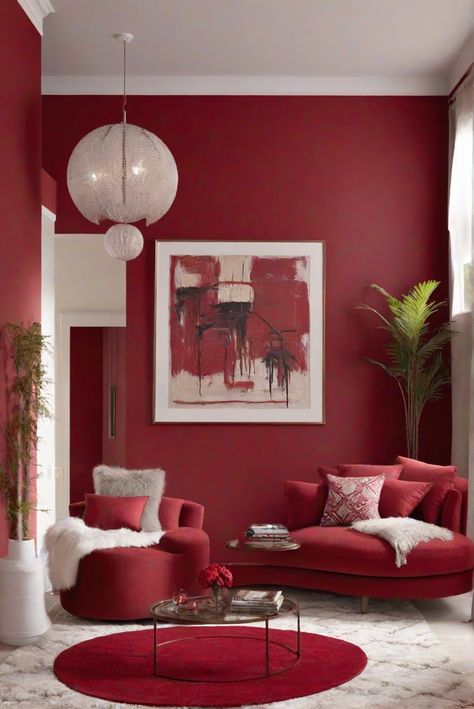 interior design, home decor, space planning, decorating interiors, kitchen designs, living room interior, paint color match Red Walls Living Room, Red Paint Living Room, Red Walls In Living Room, Red Living Room Walls, Red Wall Paint, Light Oak Floors, Sage Green Kitchen, Green Kitchen Cabinets, Green Cabinets