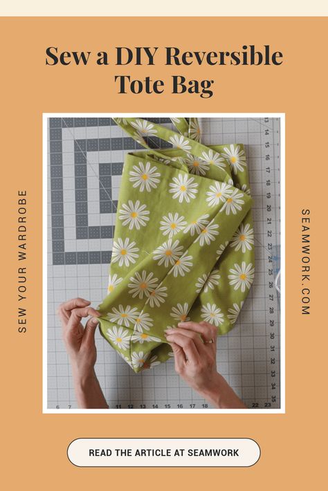 Sew a DIY Reversible Tote Bag Reversible Bag Pattern Free, Reversible Tote Bag Pattern Free, Lined Tote Bag Pattern Free, Beach Tote Bags Diy, Easy Tote Bag Pattern Free, Large Tote Bag Pattern, Tote Bad, Tote Bag Pattern Free, Tote Bag With Pockets