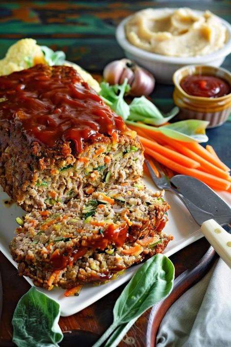 Recipes for cooking lovers | Hidden Veggie Meatloaf 🍽️🥕  | Facebook Meatloaf With Vegetables, Veggie Meatloaf, Grated Zucchini, Meatloaf Ingredients, Hidden Veggies, Meatloaf, 1 Cup, Ground Beef, Zucchini